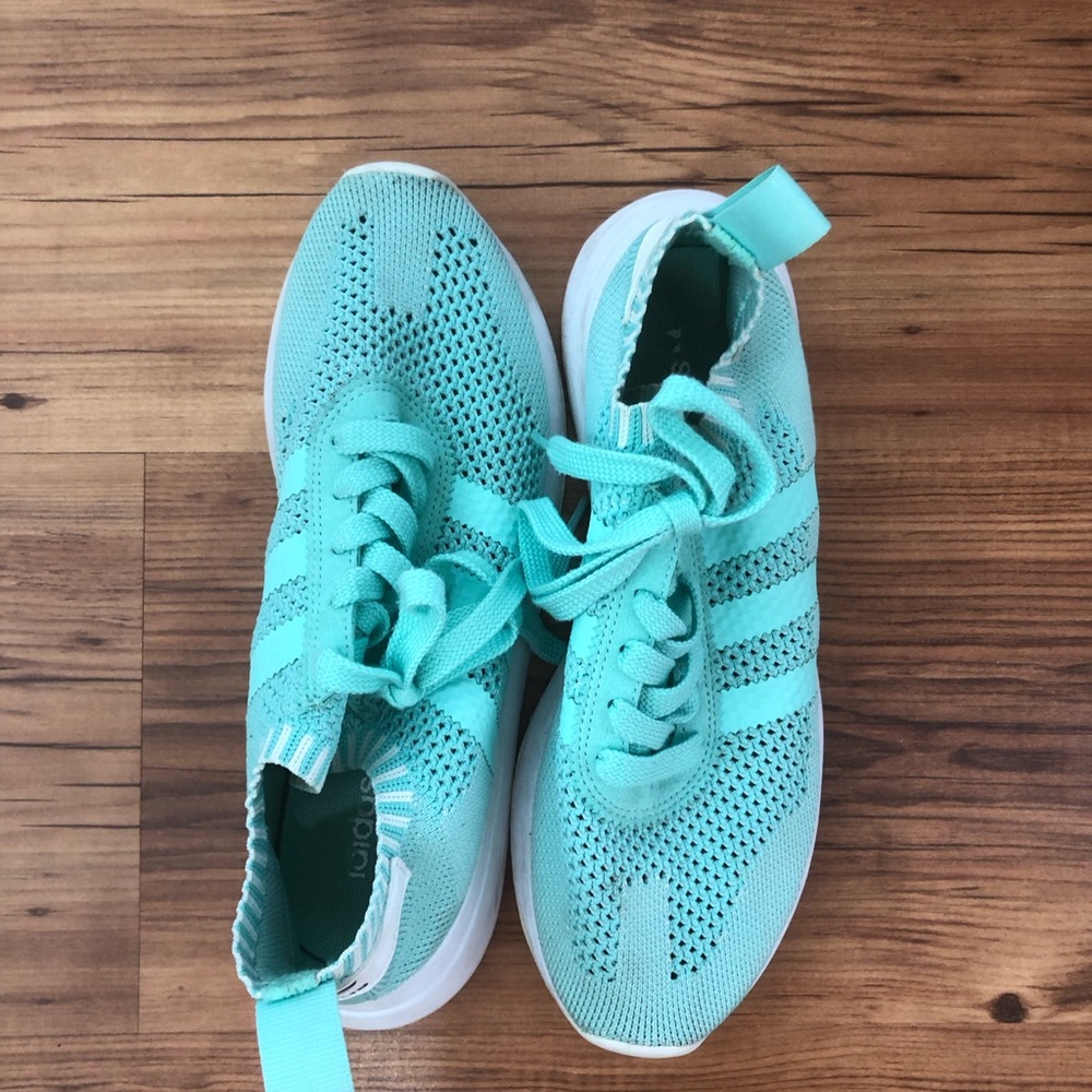 Adidas Knit Sneakers turquoise side us 7